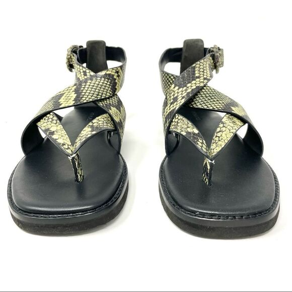 NEW Vince Morris Green Snakeprint Leather Toe Post Sandals Size 37.5/ 7.5🎁 - Picture 3 of 8